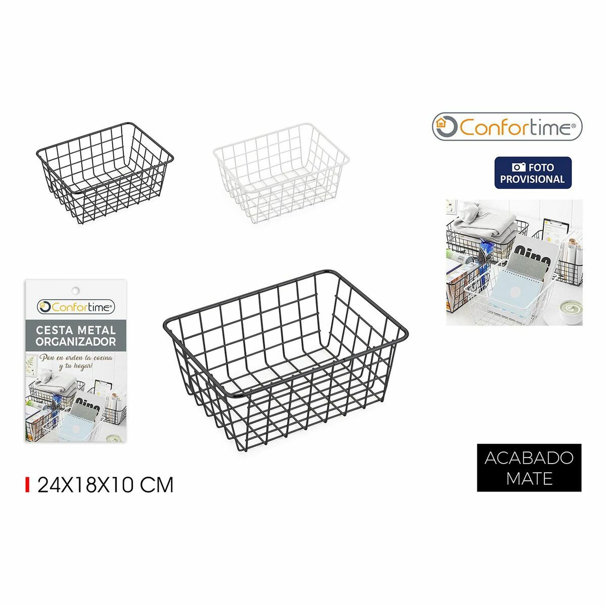 Multifunksjonell kurv Confortime 24 x 18 x 10 cm (12 enheter)